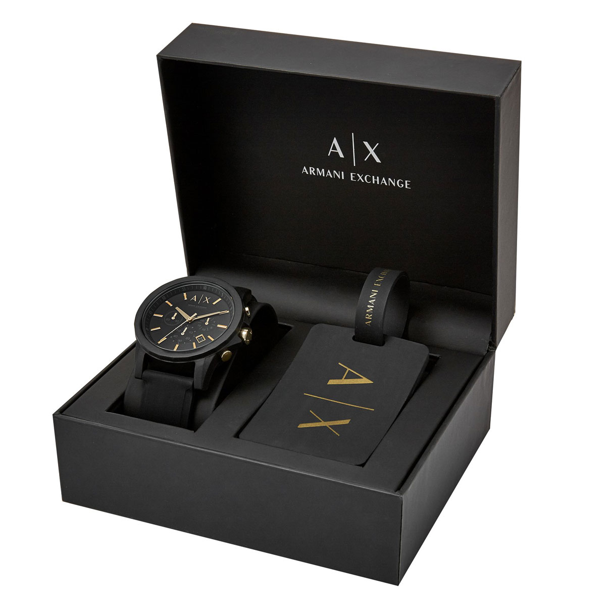 Armani Exchange AX7105 Erkek Set Kol Saati ve Valiz Etiketi Saat