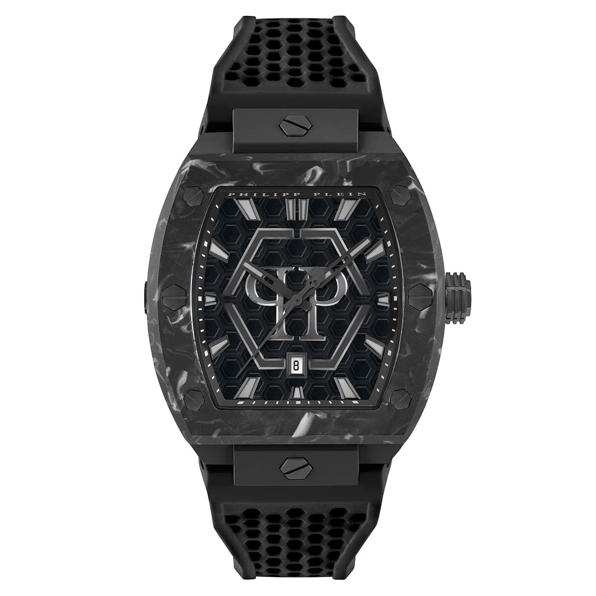 Philipp Plein Orologio Uomo PWAAA1121 - Collezione Skull, Cassa In Acciaio IP Nero 44 Mm, Cinturino In Silicone Nero