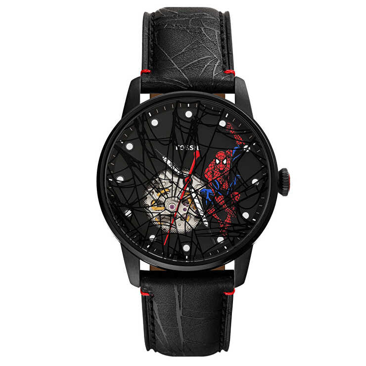 Fossil FLE1247SET Marvel x Fossil Limited-Edition Spider-Man Erkek Kol Saati ve Yaka İğnesi Seti